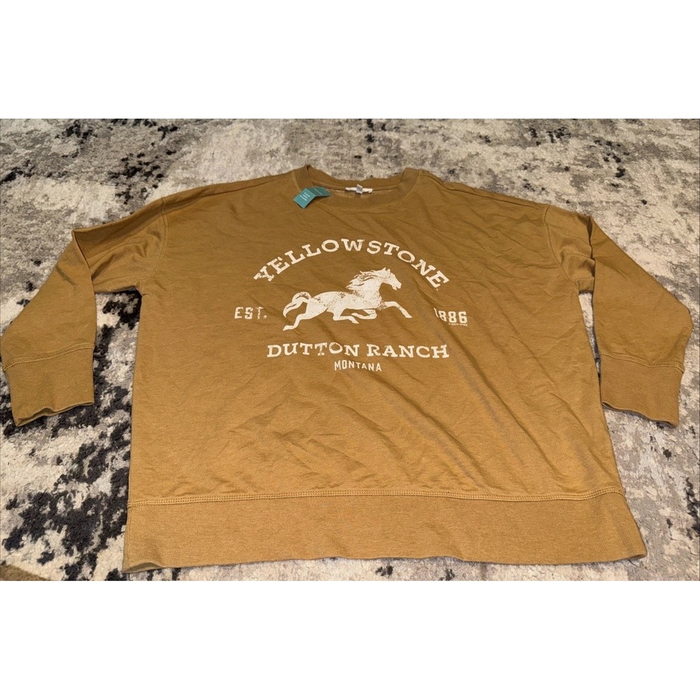 Maurices Yellowstone Dutton Ranch Amber Yellow Womens Sweatshirt Size 0X New